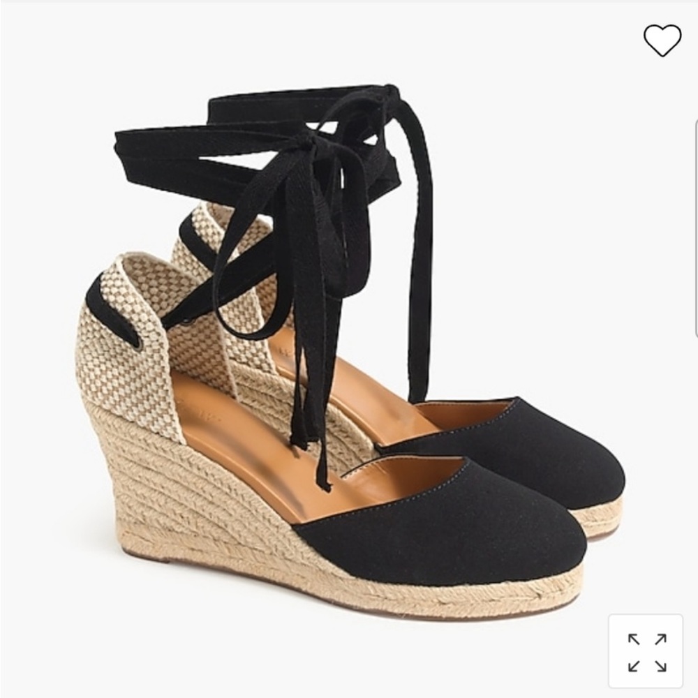 NWOT J. Crew lace up espadrille canvas wedges.